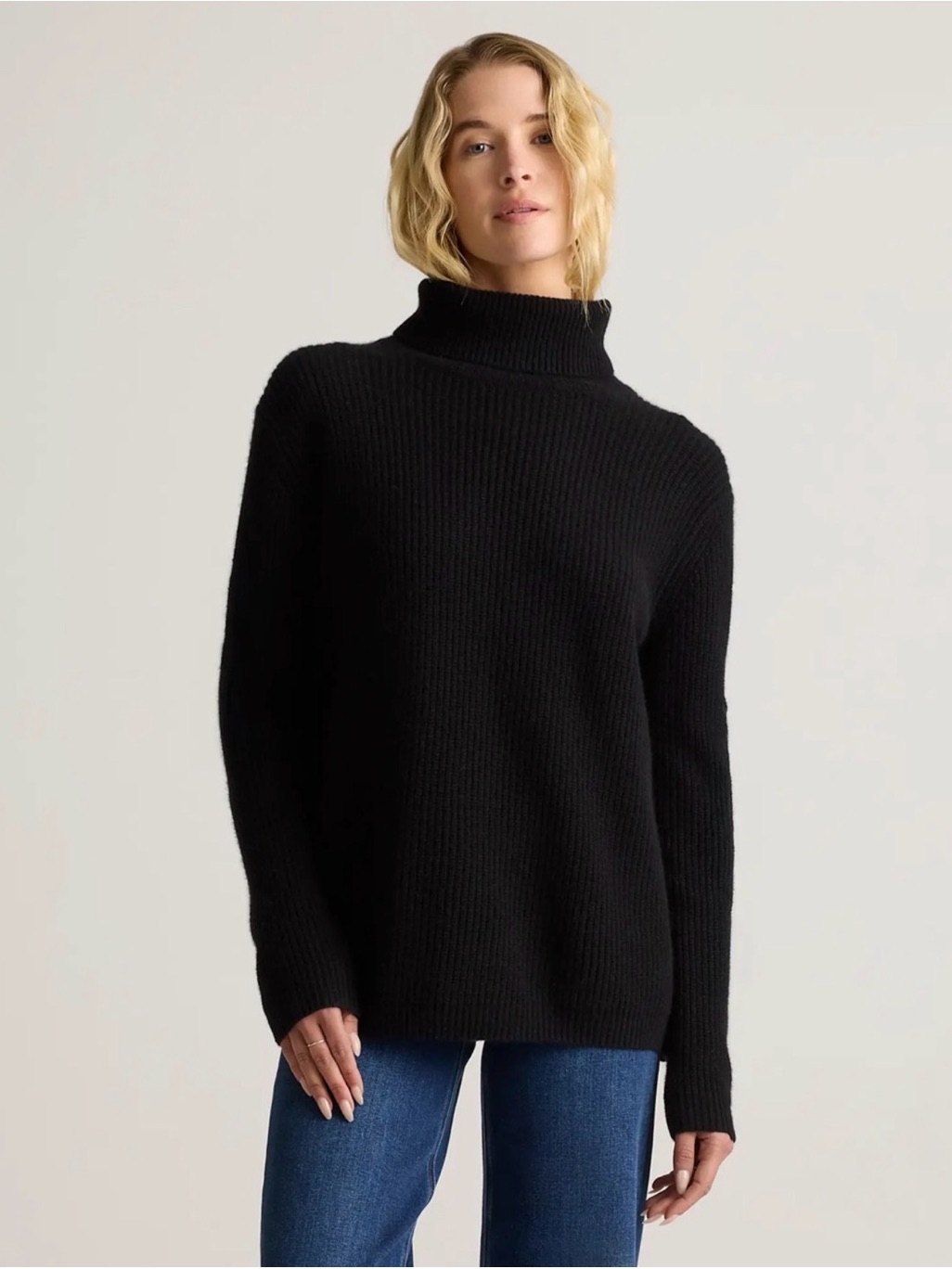 Quince Mongolian Cashmere Fisherman Turtleneck Sweater